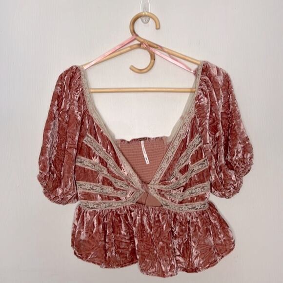 NEW! Free People Truly Yours Crushed Velvet Top Size XS - Picture 2 of 10